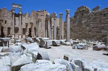 Libya,archaeological site of Leptis Magna,the Roman basilica