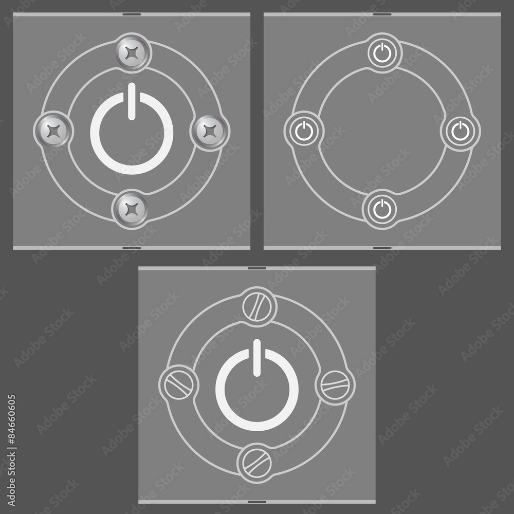 Poster Set of three flat frames and power button
