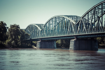 Poland - Torun famous truss bridge over Vistula river. Transport
