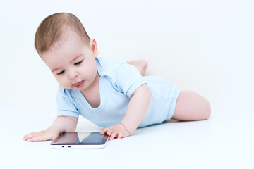 Beautiful baby with tablet