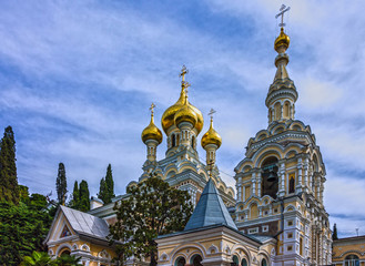 Fototapeta na wymiar Orthodox Christian church, Yalta, Crimea, Russia. 