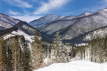 winter mountain landscape, resort Jasna, Tatras, Slovakia.