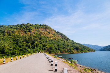 Road on the ridge of a dam