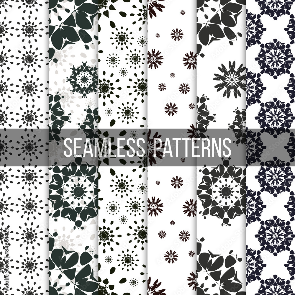 Poster seamless patterns with abstract flowers. repeating modern