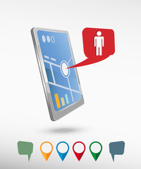 Man icon and perspective smartphone vector realistic.