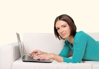 Laptop, Women, Using Laptop.