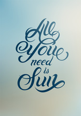 Summer calligraphic vector design with blurry background. Eps 10.