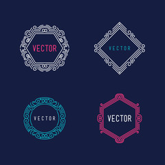 Set of Hipster Vintage Labels, Logotypes, Insignias, Badges