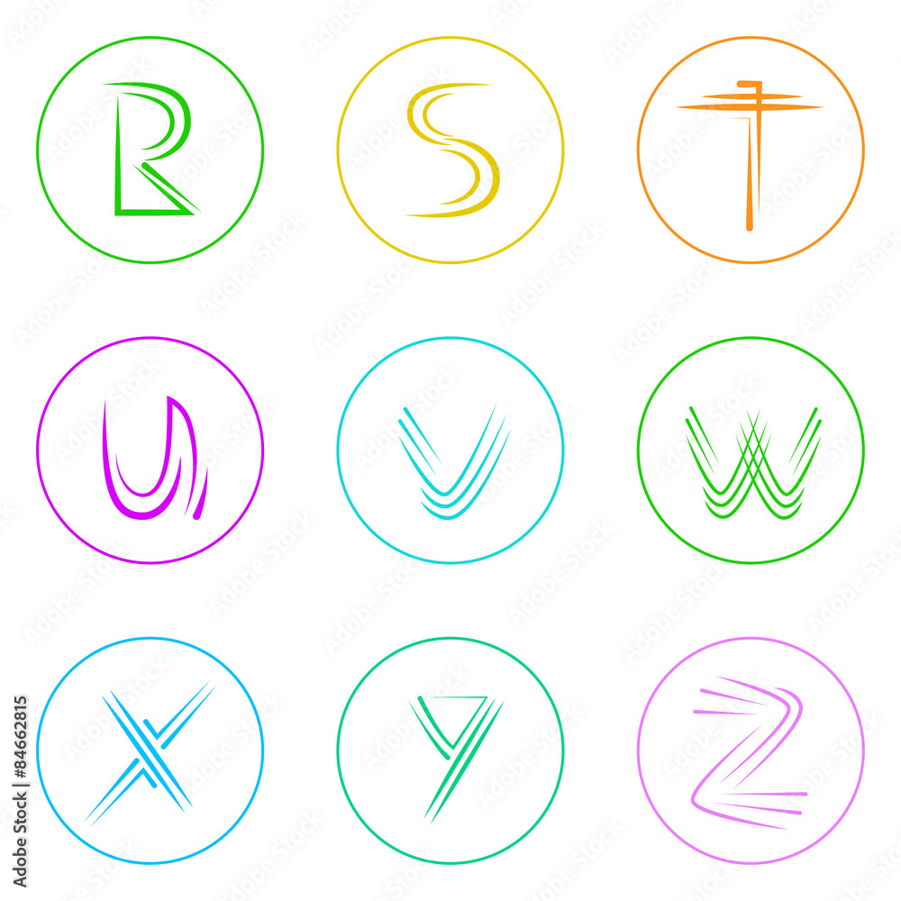 Poster abstract logo icons set thin line simple colorful collection