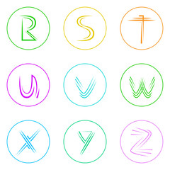 Abstract Logo Icons Set Thin Line Simple Colorful Collection