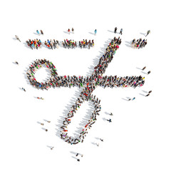 people in the shape of scissors.