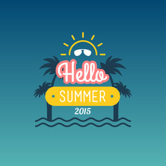 Retro Summer Vintage Label on Colorful Background
