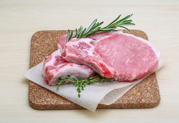 Raw pork steak