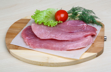 Raw pork schnitzel