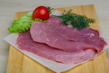 Raw pork schnitzel