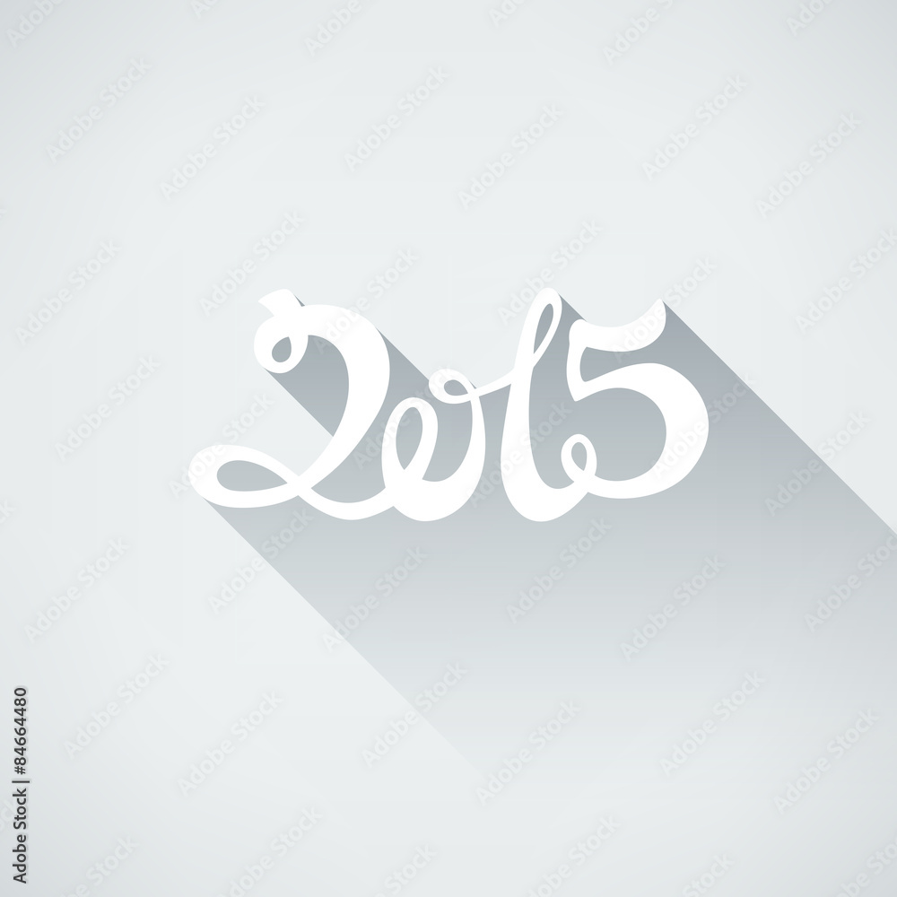 Poster flat style number 2015 with shadow.
