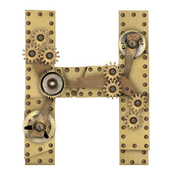 Steampunk alphabet letter H