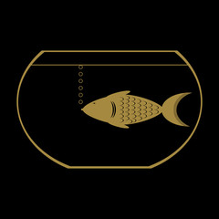 monochrome icon set with aquarium