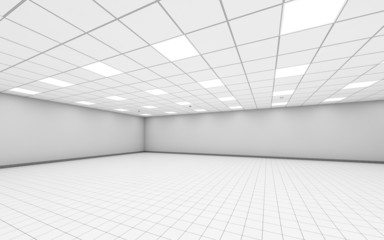 Abstract wide empty office room interior 3 d