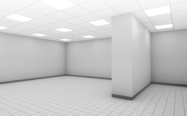 Abstract white empty office room 3d interior
