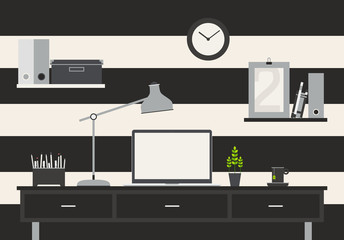 Table Flat Vector Business Office and Workspace