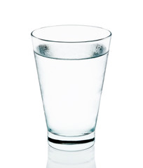 Cool water with glass isolated on the white background