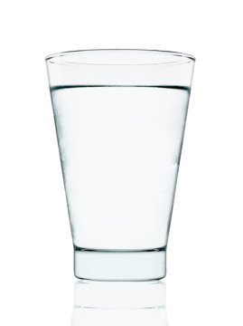 Cool water with glass isolated on the white background
