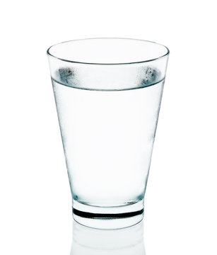 Cool water with glass isolated on the white background