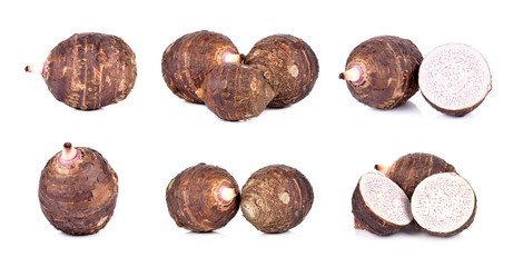 Collection taro isolated on the white background