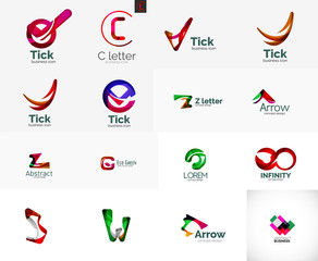 Set of universal company logo ideas, business icon collection