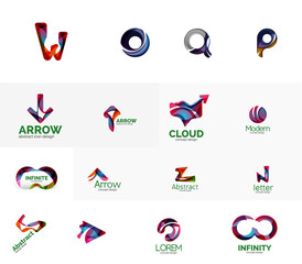 Set of universal company logo ideas, business icon collection