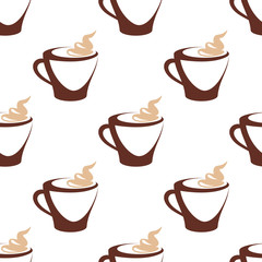 Seamless pattern of coffee cup with cream