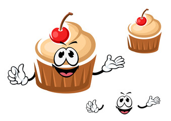 Funny cupcake character with cherry