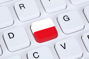Flagge oder Fahne von Polen auf Internet Computer Tastatur - obrazy, fototapety, plakaty
