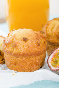 Passion Fruit Cake - Cake made with passion fruit juice. Traditional Brazilian dessert.
