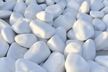 Close up of white stones, pebbles background