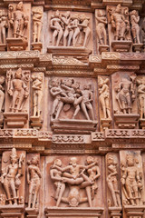 Detail from the Hindu temple complex built by the warrior Chandela dynasty 1,000 years ago. It is now a World Heritage site famous for erotic carvings and sculptures 