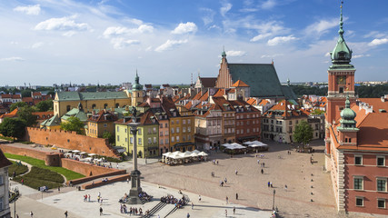 Top view of Castle Square in Warsaw, Poland.