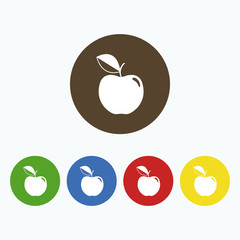 Simple icon apple with a leaf.
