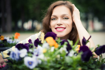 Fototapeta premium portrait of beautiful girl outdoors