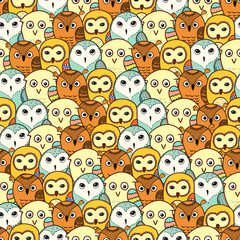 seamless cute owl pattern vector illustration