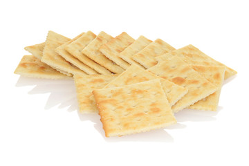 closeup salted crackers