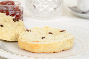macro cut scone with raisins