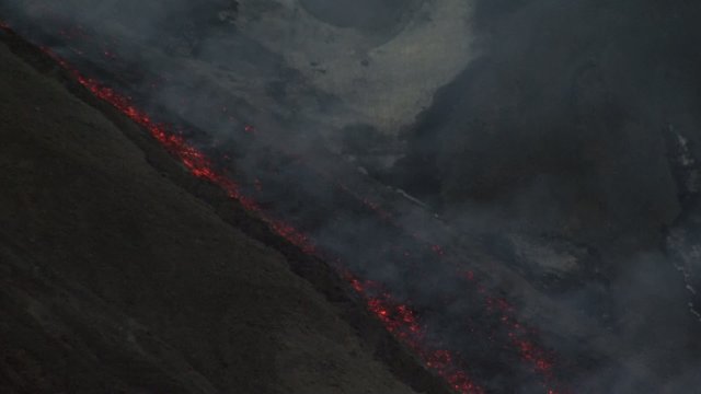 Mount Etna lava flow in "Valle del Bove" - Eruption in May 2015