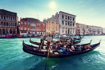 Fototapeta premium gondolas on canal, Venice, Italy