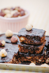 Homemade brownies with ingredients