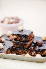 Homemade brownies with ingredients