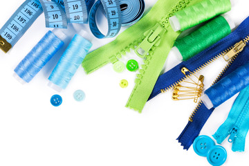 Accessories for sewing - zipper, thread, buttons and measuring t