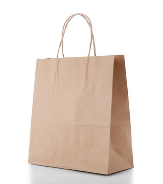 Paper shopping bag isolated on white