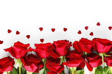 Fototapeta na wymiar Beautiful red roses, isolated on white